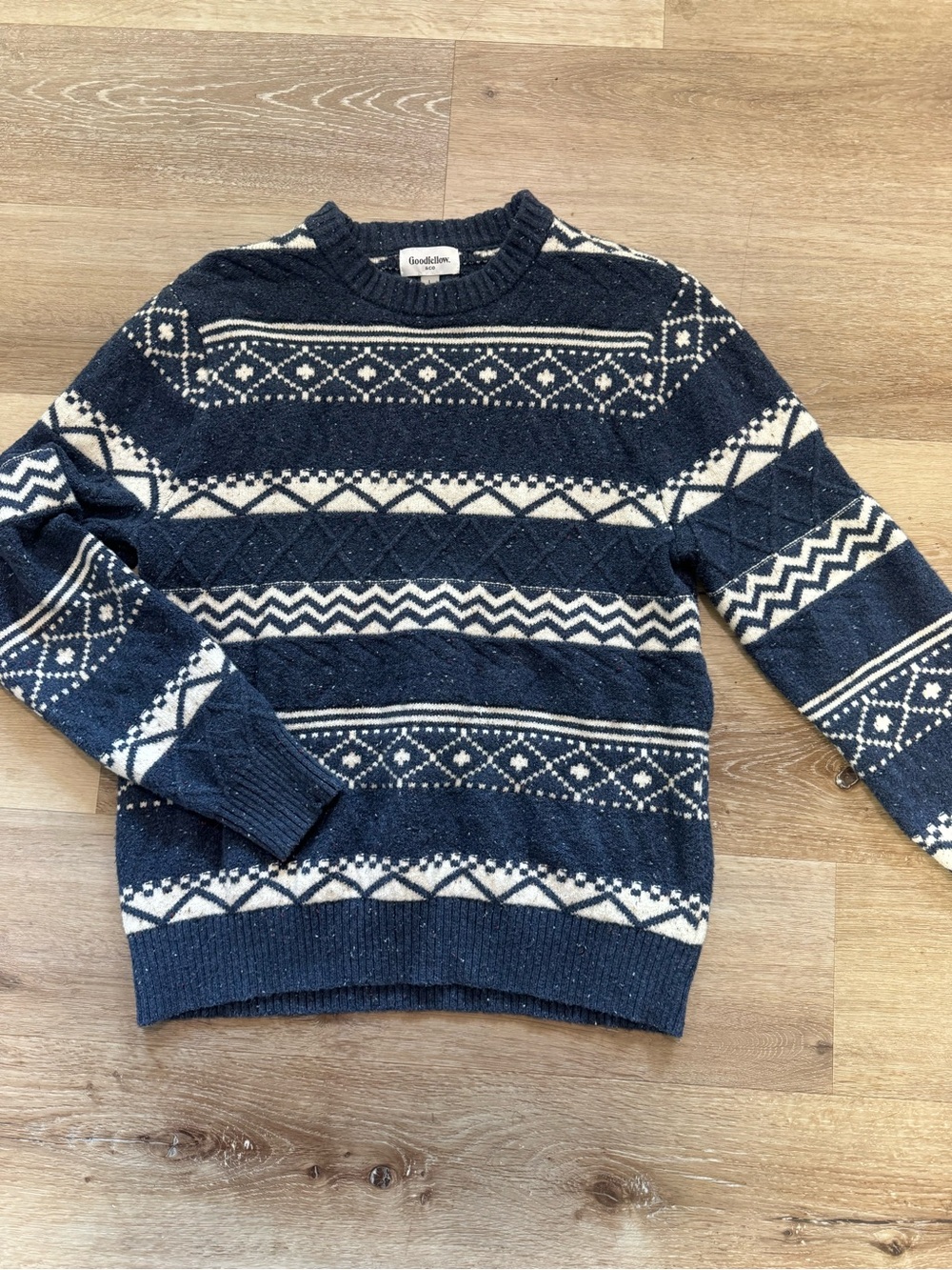 Goodfellow & Co Men’s Navy Fair Isle Crewneck Sweater